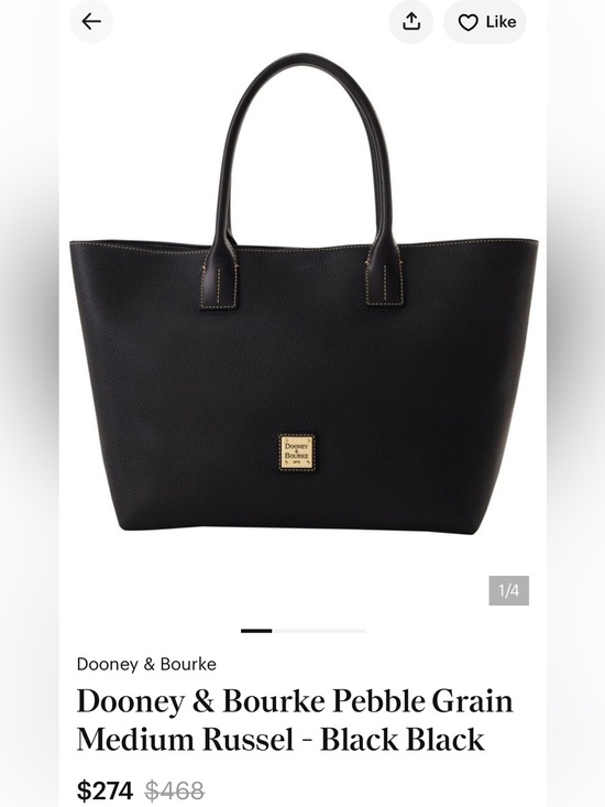 Dooney & Bourke Handbags - Dooney & Bourke Black Pebble Grain Tote with Gold Logo Plaque